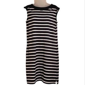 Denim & Co‎ Boat Neck Dress, Black & White Stripes, Size S